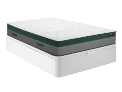 Conjunto Artigos De Cama 140 X 190 Cm Sommier Com Espaco De Arrumação Branco + Colchão De Molas Ensacadas - Prestige Da Dreamea