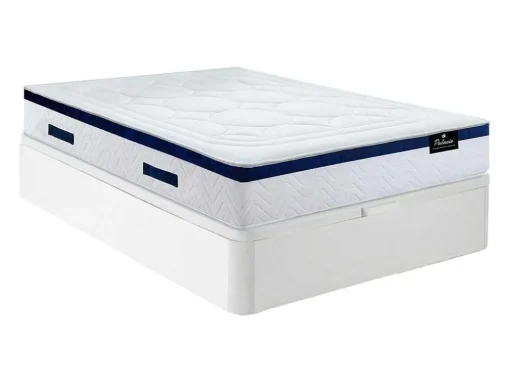 Conjunto Artigos De Cama 180 X 200 Cm Sommier Com Espaco De Arrumação Branco + Colchão De Molas Ensacadas - Marquis Da Dreamea