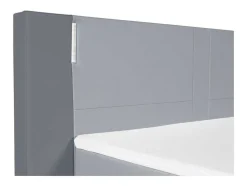 Conjunto Boxspring - Cabeceira, Sommier, Colchão, Sobrecolchão - 160X200Cm - Pele Sintética - Antracite E Cinza Claro Asti