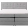 Conjunto Boxspring Cabeceira De Cama + Sommiers Com Arrumação + Colchão + Sobrecolchão, 180 X 200 Cm, Tecido Cinzento-Claro - Perama Da Palacio
