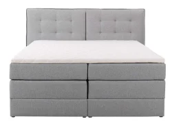 Conjunto Boxspring Cabeceira De Cama + Sommiers Com Arrumação + Colchão + Sobrecolchão, 180 X 200 Cm, Tecido Cinzento-Claro - Perama Da Palacio