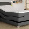 Conjunto Boxspring Cabeceira De Cama + Sommier De Relaxamento Eletrico + Colchão + Sobrecolchão Castel Da Palacio - 100X200 Cm -Tecido Cinzento Claro