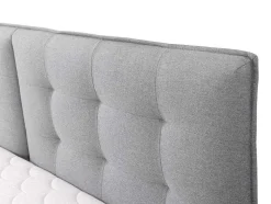 Conjunto Boxspring Cabeceira De Cama + Sommiers Com Arrumação + Colchão + Sobrecolchão, 160 X 200 Cm, Tecido Cinzento-Claro - Perama Da Palacio