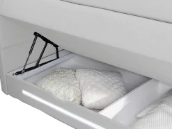 Conjunto Boxspring: Cabeceira, Sommier Com Arrumação, Colchão + Sobrecolchão, 160 X 200 Cm, Branco, Pele Sintética - Keros Da Dreamea