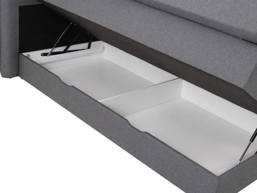 Conjunto Boxspring Cabeceira De Cama + Sommiers Com Arrumação + Colchão + Sobrecolchão, 180 X 200 Cm, Tecido Antracite - Perama Da Palacio