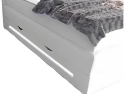 Conjunto Boxspring: Cabeceira, Sommier Com Arrumação, Colchão + Sobrecolchão, 160 X 200 Cm, Branco, Pele Sintética - Keros Da Dreamea