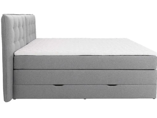 Conjunto Boxspring Cabeceira De Cama + Sommiers Com Arrumação + Colchão + Sobrecolchão, 160 X 200 Cm, Tecido Cinzento-Claro - Perama Da Palacio