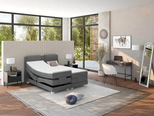 Conjunto Boxspring Cabeceira De Cama + Sommier De Relaxamento Eletrico + Colchão + Sobrecolchão Castel Da Palacio - 2X90X200 Cm