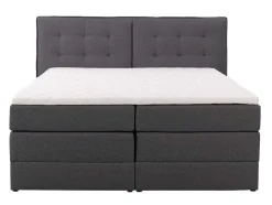 Conjunto Boxspring Cabeceira De Cama + Sommiers Com Arrumação + Colchão + Sobrecolchão, 180 X 200 Cm, Tecido Antracite - Perama Da Palacio