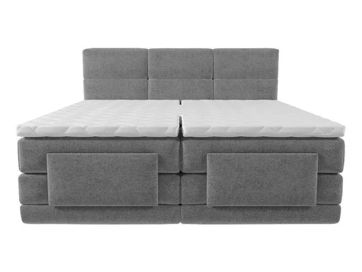 Conjunto Boxspring Cabeceira De Cama Acolchoada, Sommier Articulado Eletrico + Colchão + Sobrecolchão 2 X 80 X 200 Cm Cinzento-Claro - Lodi Da Palacio