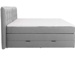 Conjunto Boxspring Cabeceira De Cama + Sommiers Com Arrumação + Colchão + Sobrecolchão, 180 X 200 Cm, Tecido Cinzento-Claro - Perama Da Palacio