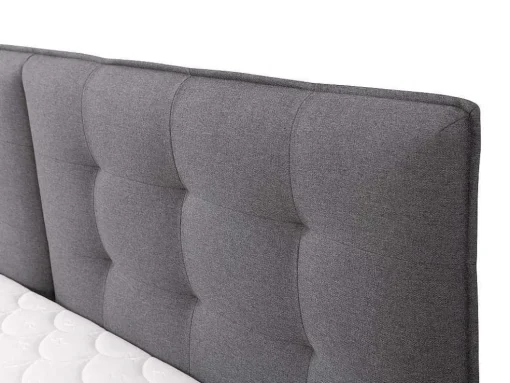 Conjunto Boxspring Cabeceira De Cama + Sommiers Com Arrumação + Colchão + Sobrecolchão, 180 X 200 Cm, Tecido Antracite - Perama Da Palacio