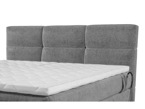 Conjunto Boxspring Cabeceira De Cama Acolchoada, Sommier Articulado Eletrico + Colchão + Sobrecolchão 2 X 80 X 200 Cm Cinzento-Claro - Lodi Da Palacio