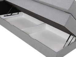 Conjunto Boxspring Cabeceira De Cama + Sommiers Com Arrumação + Colchão + Sobrecolchão, 160 X 200 Cm, Tecido Cinzento-Claro - Perama Da Palacio