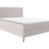 Conjunto Completo Boxspring Com Cabeceira + Sommier + Colchão + Sobrecolchão 180 X 200 Cm Veludo Canelado Bege - Nara De Ysmee