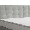 Conjunto Completo Boxspring Com Cabeceira Estofada + Sommier + Colchão + Sobrecolchão 160 X 200 Cm Tecido Cinza-Claro - Inao De Ysmee