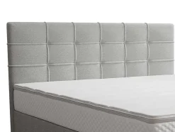 Conjunto Completo Boxspring Com Cabeceira Estofada + Sommier + Colchão + Sobrecolchão 160 X 200 Cm Tecido Cinza-Claro - Inao De Ysmee
