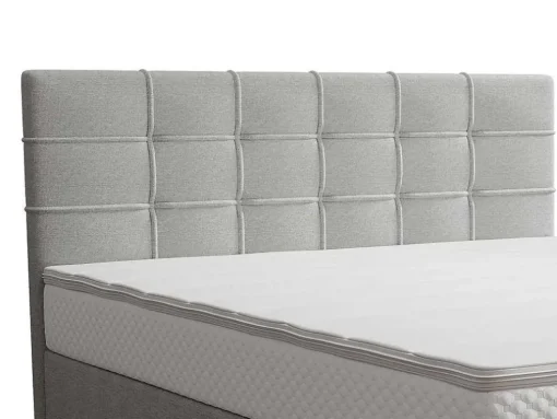 Conjunto Completo Boxspring Com Cabeceira Estofada + Sommier + Colchão + Sobrecolchão 160 X 200 Cm Tecido Cinza-Claro - Inao De Ysmee