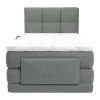 Conjunto Completo Boxspring, Cabeceira De Cama Acolchoada + Sommiers Articulados Eletricos + Colchão + Sobrecolchão 100X200 Cm Tecido Cinzento-Claro - Lodi Da Palacio