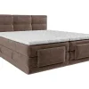 Conjunto Completo Boxspring Cabeceira De Cama Acolchoada + Sommiers Articulados Eletricos + Colchão + Sobrecolchão 2X90X200 Cm Tecido Castanho - Lodi De Palacio