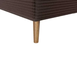 Conjunto Completo Boxspring Com Cabeceira + Sommier + Colchão + Sobrecolchão 180 X 200 Cm Veludo Canelado Castanho - Nara De Ysmee