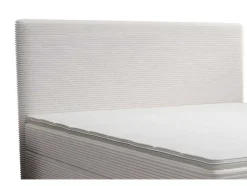 Conjunto Completo Boxspring Com Cabeceira + Sommier + Colchão + Sobrecolchão 180 X 200 Cm Veludo Canelado Bege - Nara De Ysmee