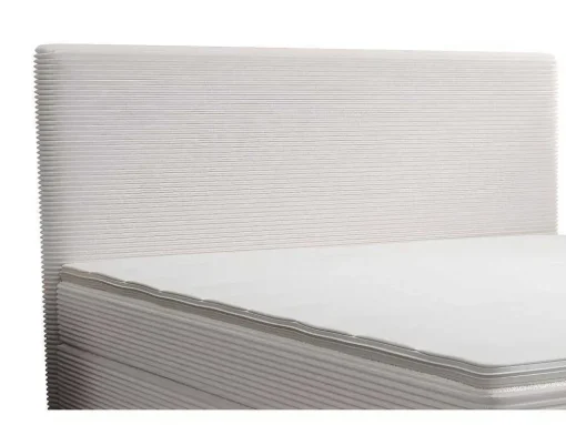 Conjunto Completo Boxspring Com Cabeceira + Sommier + Colchão + Sobrecolchão 180 X 200 Cm Veludo Canelado Bege - Nara De Ysmee