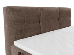 Conjunto Completo Boxspring Cabeceira De Cama Acolchoada + Sommiers Articulados Eletricos + Colchão + Sobrecolchão 2X90X200 Cm Tecido Castanho - Lodi De Palacio