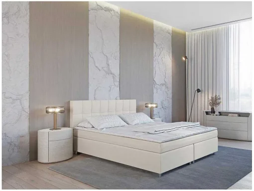 Conjunto Completo Boxspring Siero Da Ysmee 180 X 200 Cm Tecido Cor Marfim