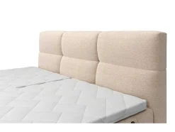 Conjunto Completo Boxspring, Cabeceira De Cama Acolchoada + Sommiers Articulados Eletricos + Colchão + Sobrecolchão 2X80X200 Cm Tecido Bege - Lodi Da Palacio