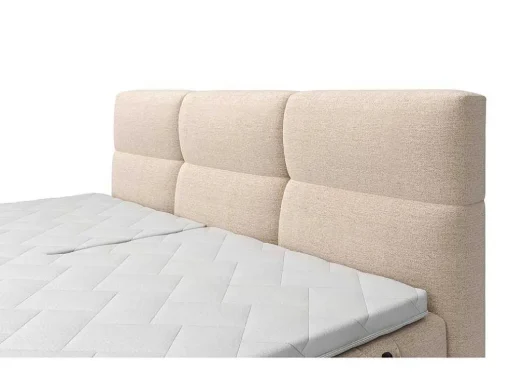 Conjunto Completo Boxspring, Cabeceira De Cama Acolchoada + Sommiers Articulados Eletricos + Colchão + Sobrecolchão 2X80X200 Cm Tecido Bege - Lodi Da Palacio
