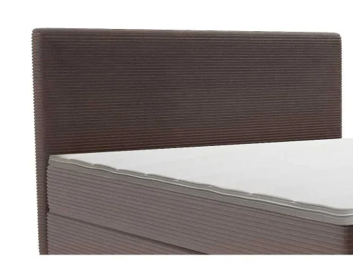Conjunto Completo Boxspring Com Cabeceira + Sommier + Colchão + Sobrecolchão 180 X 200 Cm Veludo Canelado Castanho - Nara De Ysmee