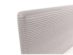 Conjunto Completo Boxspring Com Cabeceira + Sommier + Colchão + Sobrecolchão 180 X 200 Cm Veludo Canelado Bege - Nara De Ysmee