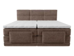 Conjunto Completo Boxspring Cabeceira De Cama Acolchoada + Sommiers Articulados Eletricos + Colchão + Sobrecolchão 2X90X200 Cm Tecido Castanho - Lodi De Palacio