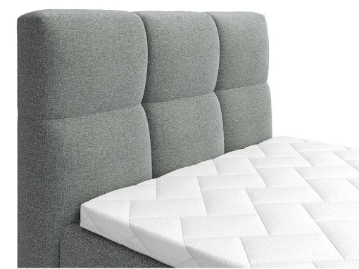 Conjunto Completo Boxspring, Cabeceira De Cama Acolchoada + Sommiers Articulados Eletricos + Colchão + Sobrecolchão 100X200 Cm Tecido Cinzento-Claro - Lodi Da Palacio