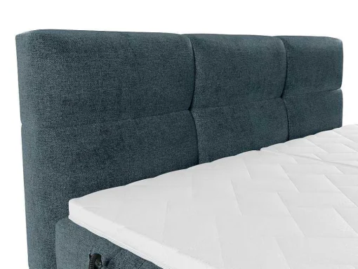 Conjunto Completo Boxspring Cabeceira De Cama Acolchoada + Sommiers Articulados Eletricos + Colchão + Sobrecolchão 2X90X200 Cm Tecido Azul - Lodi De Palacio