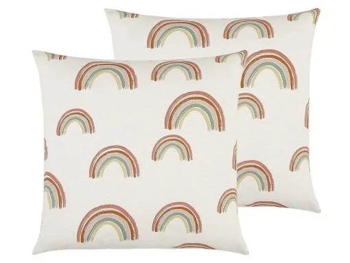 Conjunto De 2 Almofadas Arco-Iris Em Algodao 45 X 45 Cm Multicolor - Archy