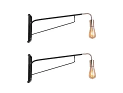 Conjunto De 2 Apliques De Parede Moveis Metal, C65 X L10 X A25 Cm, Preto E Acobreado - Colwood