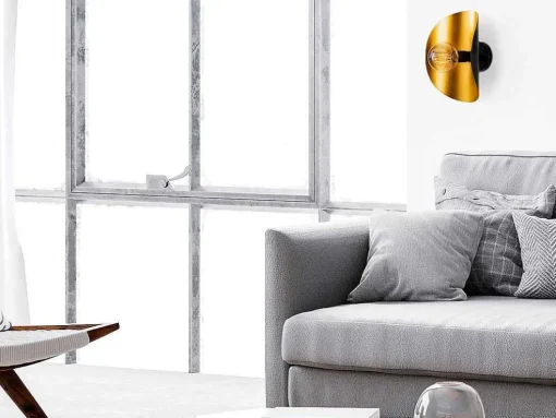 Conjunto De 2 Apliques De Parede Em Metal C. 13 X L. 17 X A. 30 Cm, Dourado E Preto - Helios