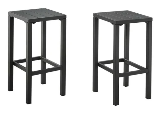 Conjunto De 2 Bancos Altos De Jardim Em Aluminio - Cinza Escuro - Walpole De Mylia