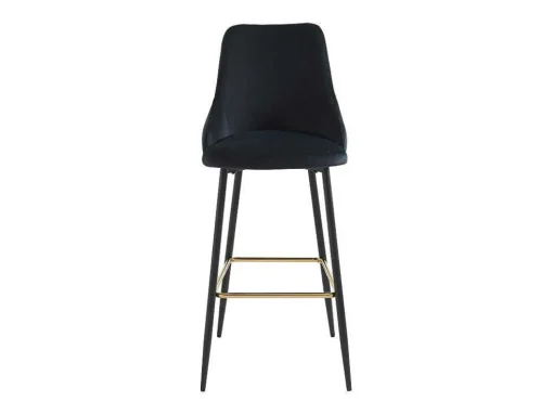 Conjunto De 2 Bancos Altos Veludo E Metal Preto - Vevlina
