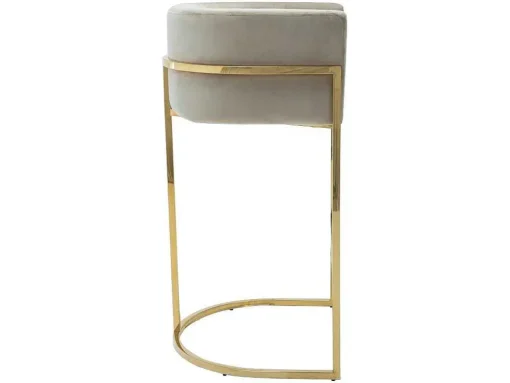 Conjunto De 2 Bancos Altos Em Veludo E Aco Inoxidavel Bege E Dourado - Peria De Pascal Morabito