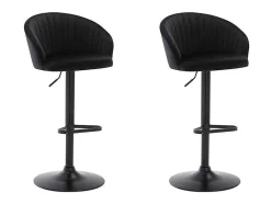 Conjunto De 2 Bancos Altos Tecido E Metal Preto - Doraliz