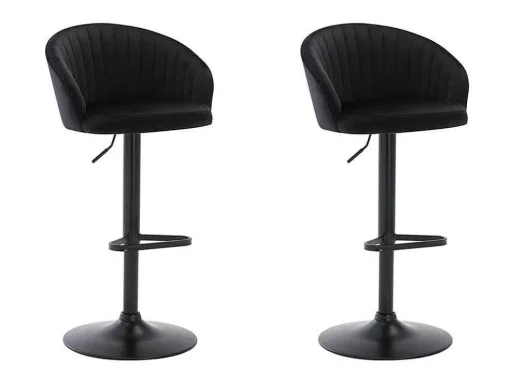 Conjunto De 2 Bancos Altos Tecido E Metal Preto - Doraliz