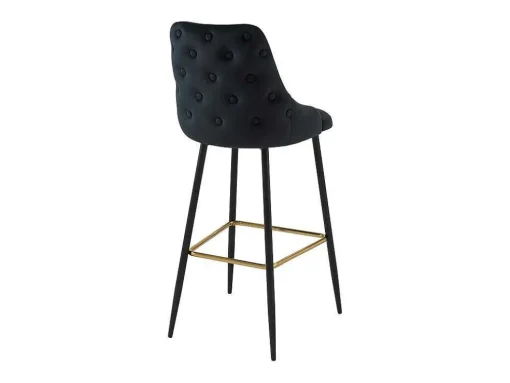 Conjunto De 2 Bancos Altos Veludo E Metal Preto - Vevlina