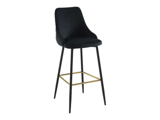Conjunto De 2 Bancos Altos Veludo E Metal Preto - Vevlina