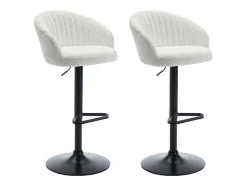 Conjunto De 2 Bancos Altos Em Tecido Boucle E Metal Branco - Doraliz