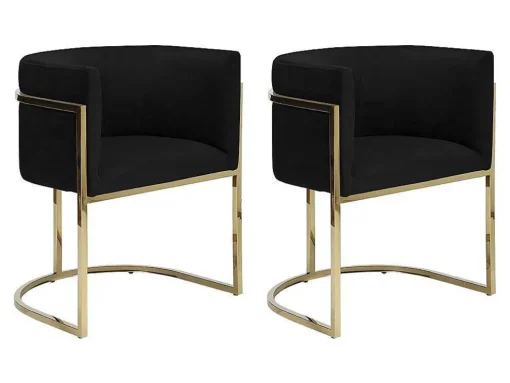 Conjunto De 2 Cadeiras Com Apoios De Bracos Peria De Pascal Morabito - Veludo E Metal - Preto E Dourado