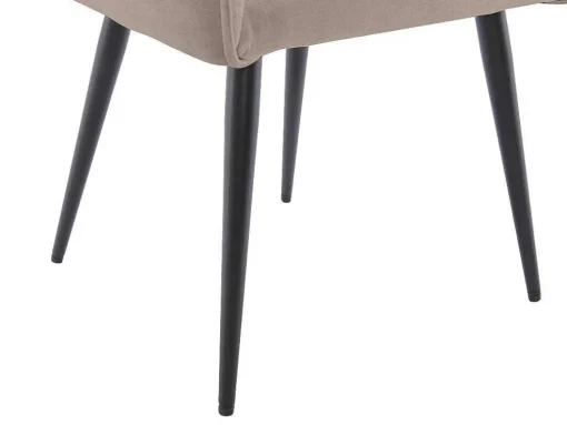 Conjunto De 6 Cadeiras Com Apoio De Bracos Tecido E Metal Preto, Cor Bege - Odilona