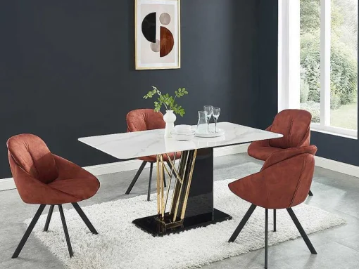 Conjunto De 2 Cadeiras Com Apoios De Bracos Em Veludo E Metal Terracota - Busselton